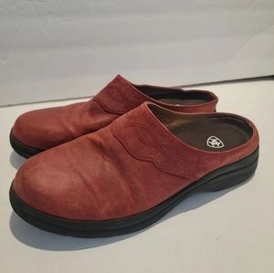 Ariat Red Leather Slip-On Mules Clogs
